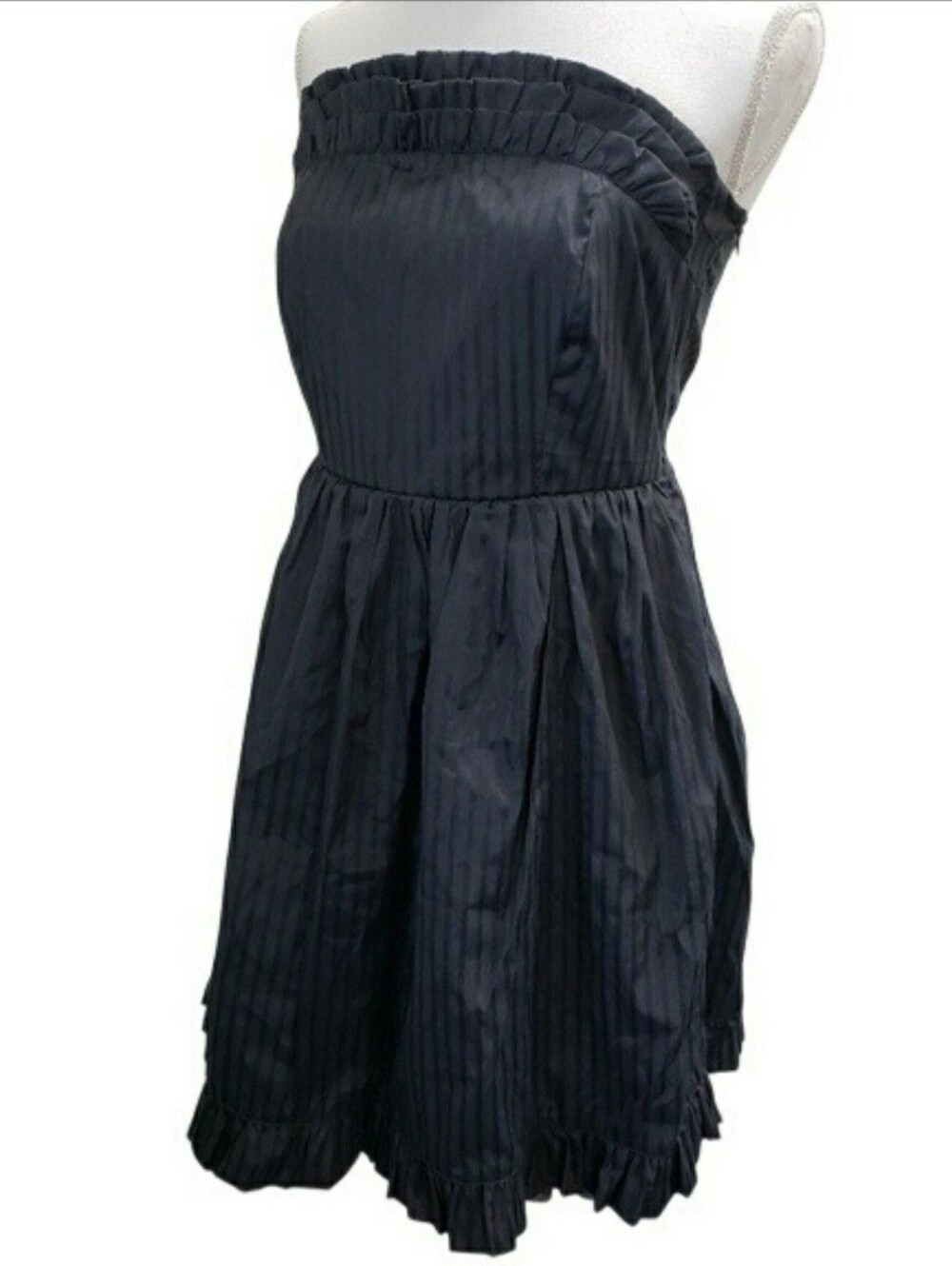 Red Camel Striped Strapless Navy Black Dress Sz M